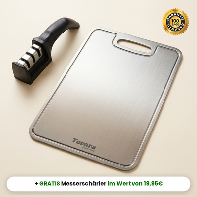 TitaniumPro Schneidebrett v2 mit Saftrille und gratis Messerschärfer