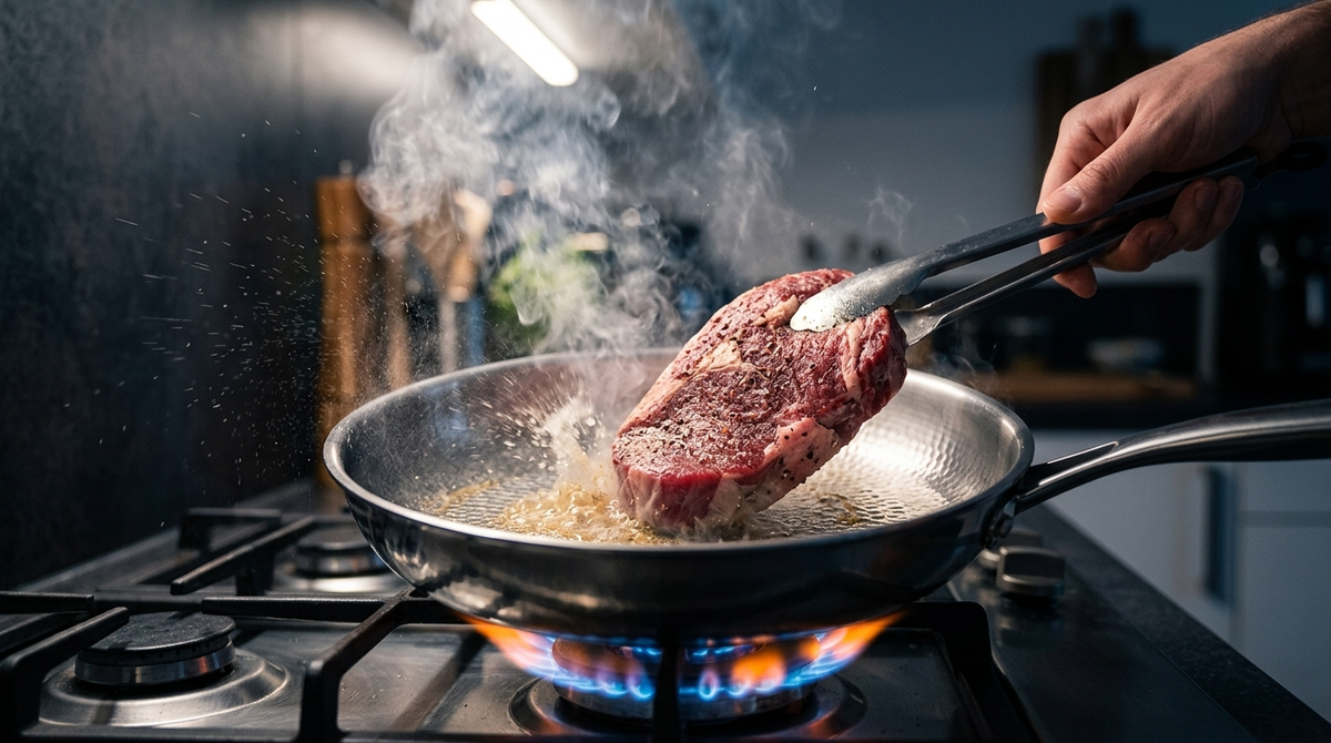 Steak mit perfekter Kruste in der TitaniumPro Pfanne
