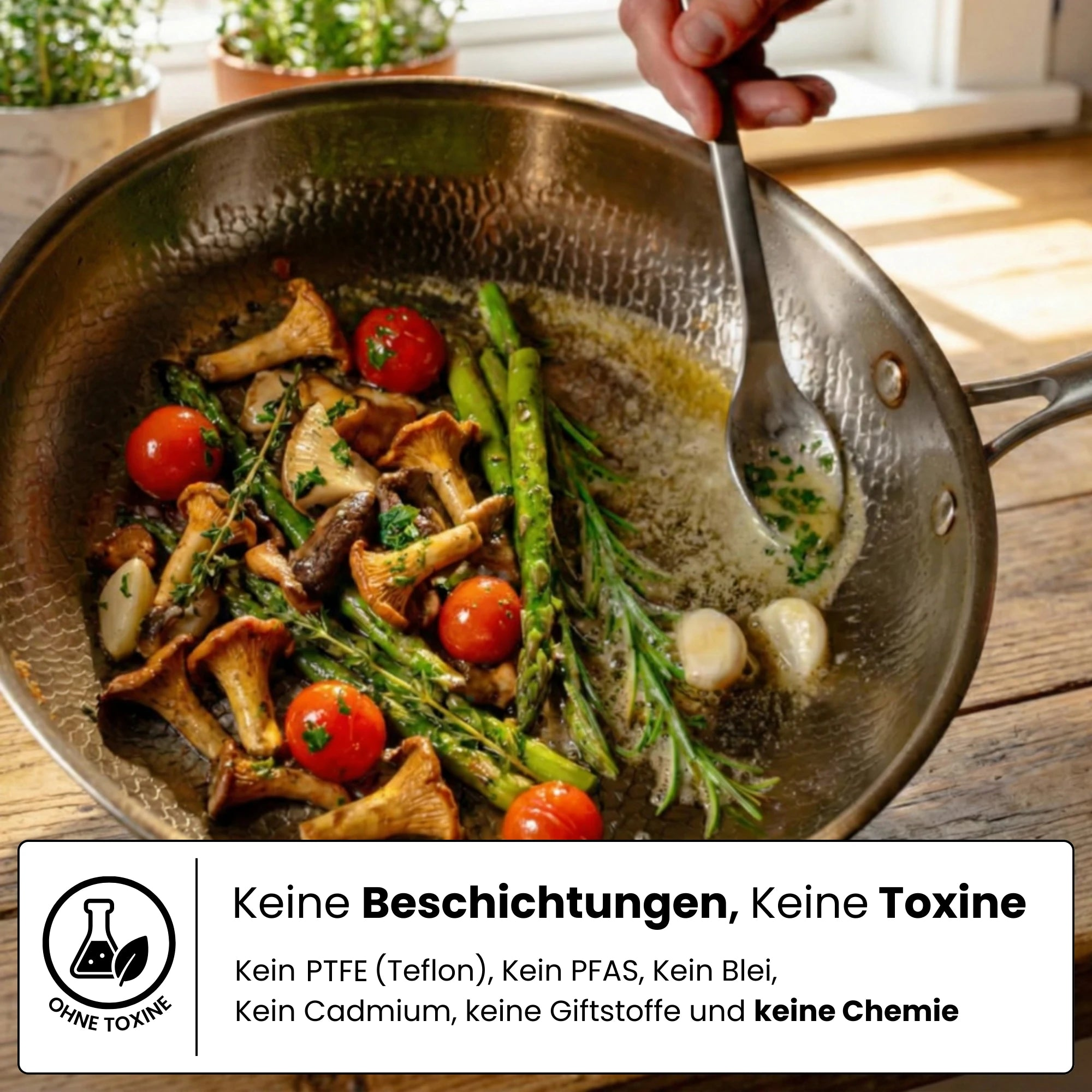 TitaniumPro Pfanne ohne PFAS und PTFE, reine Titan-Oberfläche